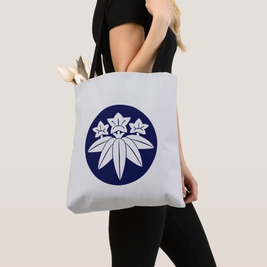  Blauwe Kamakura Minamoto Japan Mon Art Tote Bag (Dichtbij)