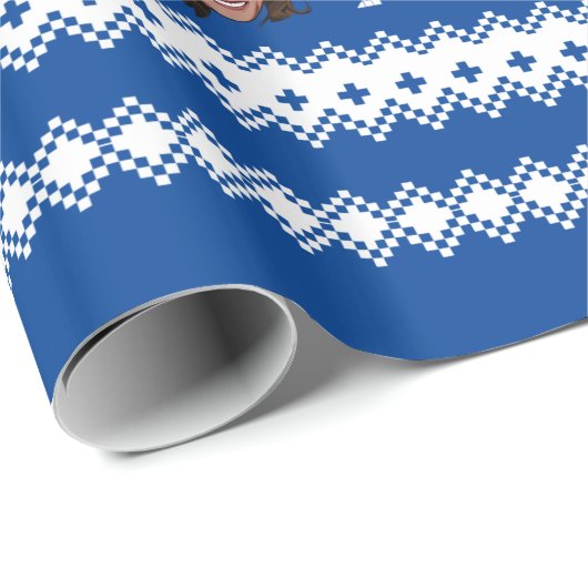 Blauwe Kamala Harris Kerstmis Cadeaupapier (Rol Hoek)