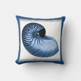 blauwe kambered Nautilus Shell Pillow Kussen