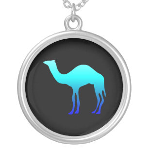 Blauwe kameel zilver vergulden ketting