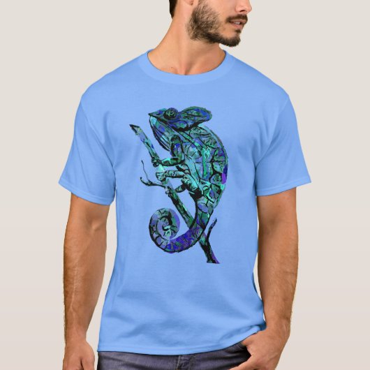 Blauwe kameleon t-shirt (Voorkant)