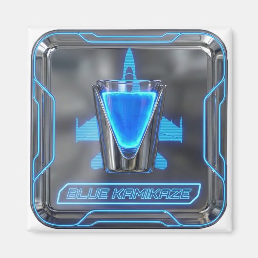 Blauwe Kamikaze Vodka Shot Magneet (Voorkant)