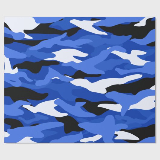 Blauwe kamouflage cadeaupapier (Vlak)