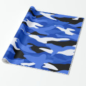 Blauwe kamouflage cadeaupapier (Uitgerold)