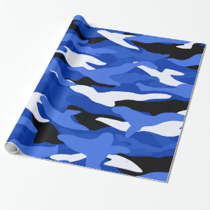 Blauwe kamouflage cadeaupapier