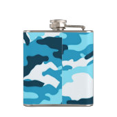 Blauwe kamouflage | Maatkolf voor vinylvlokken Heupfles (Achterkant)