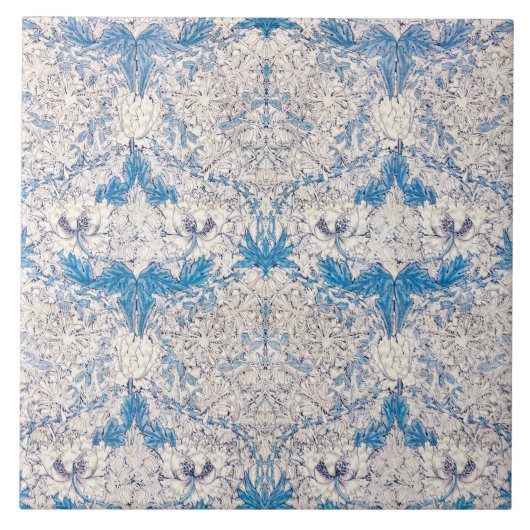 Blauwe Kamperfoelie (door William Morris) Tegeltje (Voorkant)