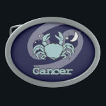 Blauwe kanker de krabzodiale astrologische gordel gesp<br><div class="desc">De Griekse astrologische gordel voor kanker "The Crab" sluiting met kankersymbolen en eigenschappen. Het vierde teken van de Zodiac Cancer 22-22 juli. Ruled door de maan. Eenvoudig ontworpen door Sarah Trett.</div>
