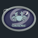 Blauwe kanker de krabzodiale astrologische gordel gesp<br><div class="desc">De Griekse astrologische gordel voor kanker "The Crab" sluiting met kankersymbolen en eigenschappen. Het vierde teken van de Zodiac Cancer 22-22 juli. Ruled door de maan. Eenvoudig ontworpen door Sarah Trett.</div>