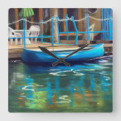 blauwe kanoklok vierkante klok (Voorkant)