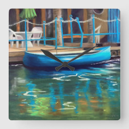 blauwe kanoklok vierkante klok