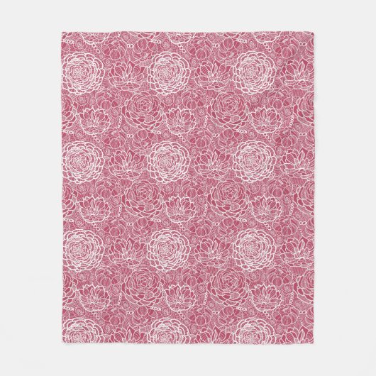 Blauwe kant blokachtergrond fleece deken (Voorkant)