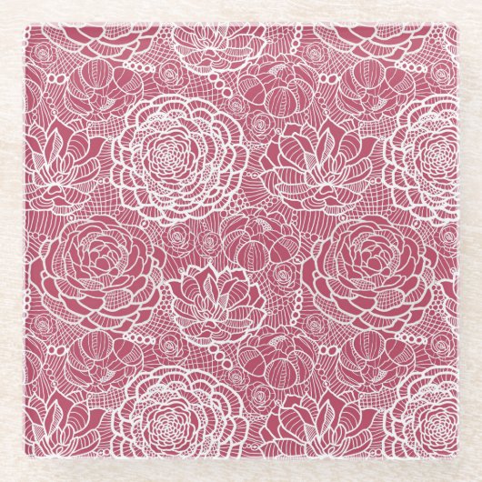 Blauwe kant blokachtergrond glazen onderzetter (Voorkant)