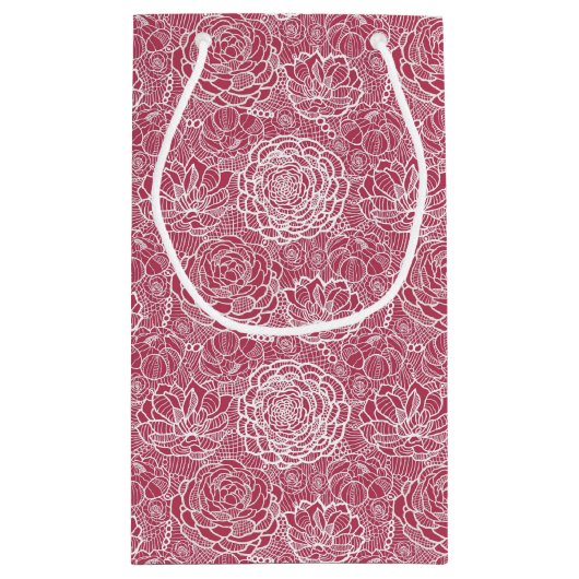 Blauwe kant blokachtergrond klein cadeauzakje (Achterkant)