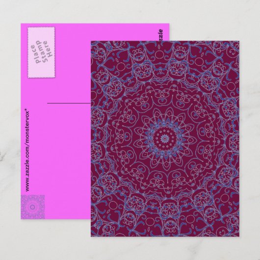 Blauwe kant briefkaart (Voorkant / Achterkant)