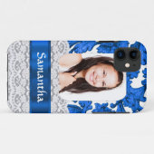 Blauwe kant gepersonaliseerde foto sjabloon Case-Mate iPhone case (Achterkant (horizontaal))