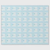 Blauwe Kant Jongens Doop Cadeaupapier (Vlak)