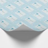 Blauwe Kant Jongens Doop Cadeaupapier (Hoek)