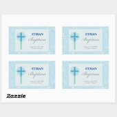 Blauwe Kant Jongens Doop Rechthoekige Sticker (Vel)