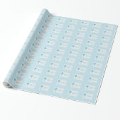 Blauwe Kant Jungen Doop Cadeaupapier (Uitgerold)