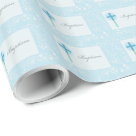 Blauwe Kant Jungen Doop Cadeaupapier