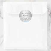 Blauwe Kant & Kruis Doopsticker Ronde Sticker (Tas)