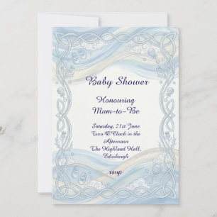 Blauwe Kanten Baby Shower Uitnodiging