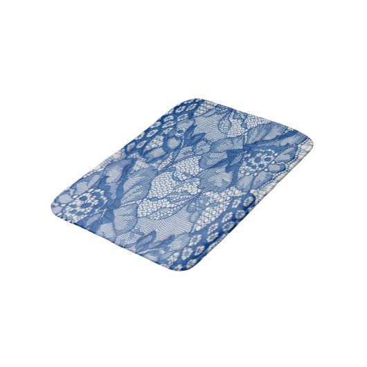 Blauwe kantstof, Afrikaans tule ontwerp. Badmat (Gekanteld)