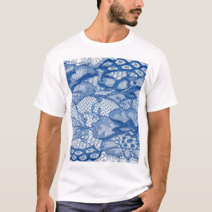 Blauwe kantstof, Afrikaans tule ontwerp. T-shirt