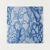 Blauwe kantstof, Afrikaans tulle ontwerp. Wandkleed (Voorkant (horizontaal))