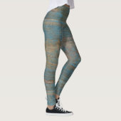 Blauwe kap band hout textuur leggings (Rechts)