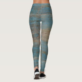 Blauwe kap band hout textuur leggings (Achterkant)