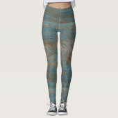 Blauwe kap band hout textuur leggings (Voorkant)