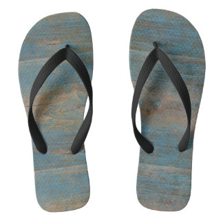 Blauwe kap band hout textuur teenslippers