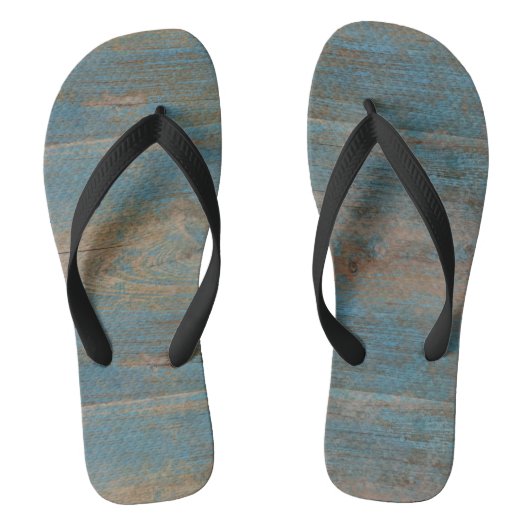 Blauwe kap band hout textuur teenslippers (Voetbed)