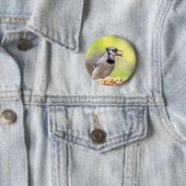 Blauwe kap met pinda's ronde button 5,7 cm (In situ)