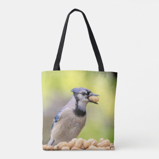 Blauwe kap met pinda's tote bag (Achterkant)