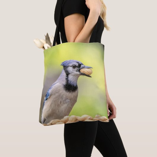Blauwe kap met pinda's tote bag (Dichtbij)