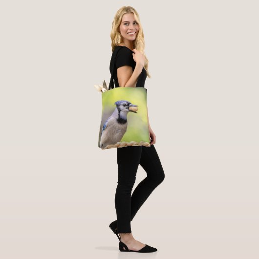 Blauwe kap met pinda's tote bag (Op model)