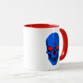 Blauwe kap met rode ogen. mok (Voorkant rechts)