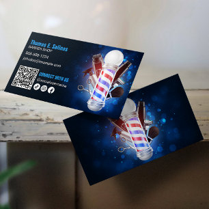 Blauwe Kapper Winkel Paal Maak contact met ons QR- Visitekaartje