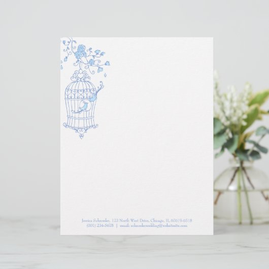 Blauwe kara-hoes custom briefhoofd (Staand voorkant)