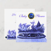 BLAUWE KARAKTER VAN ZWANEN / BABY SHOWER VAN DE KA KAART (Voorkant / Achterkant)