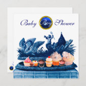 BLAUWE KARAKTER VAN ZWANEN / BABY SHOWER VAN DE KA KAART (Voorkant / Achterkant)