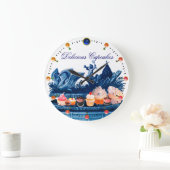 BLAUWE KARAKTER VAN ZWANEN MET KOPEN EN PASPOT GROTE KLOK (Huis)