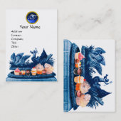 BLAUWE KARAKTER VAN ZWANEN MET KOPEN EN PASPOT VISITEKAARTJE (Voorkant / Achterkant)