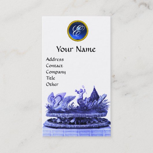 BLAUWE KARAKTER VAN ZWANEN MET KOPEN EN PASPOT VISITEKAARTJE (Voorkant)