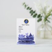 BLAUWE KARAKTER VAN ZWANEN MET KOPEN EN PASPOT VISITEKAARTJE (Staand voorkant)