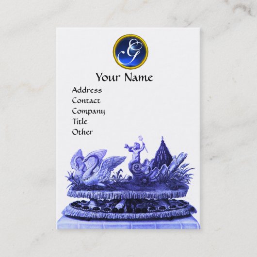 BLAUWE KARAKTER VAN ZWANEN MET KOPEN EN PASPOT VISITEKAARTJE (Voorkant)