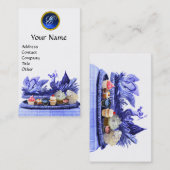 BLAUWE KARAKTER VAN ZWANEN MET KOPEN EN PASPOT VISITEKAARTJE (Voorkant / Achterkant)